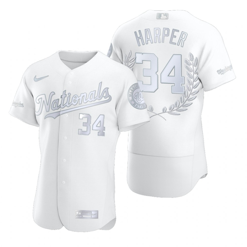 Washington Nationals #34 Bryce Harper Men Nike Platinum MLB MVP Limited Player Edition Jersey->washington nationals->MLB Jersey